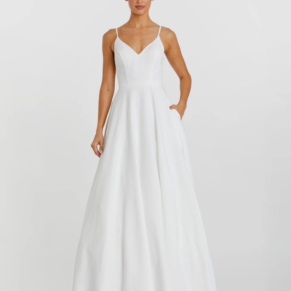 Elegant White Spaghetti Strap Gown